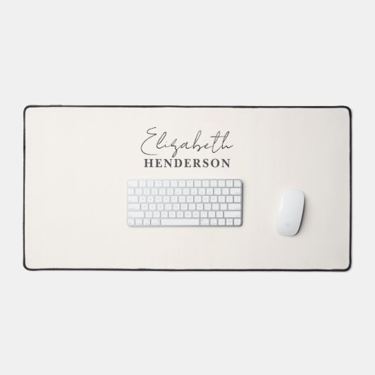 Monogram Calligraphy Elegant Beige Schreibtischunterlage (Tastatur & Maus)