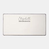 Monogram Calligraphy Elegant Beige Schreibtischunterlage (Vorderseite)