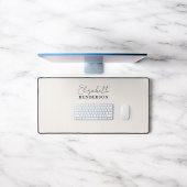 Monogram Calligraphy Elegant Beige Schreibtischunterlage