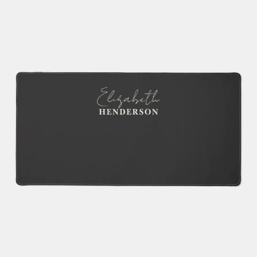 Monogram Calligraphy Girly Black Schreibtischunterlage (Vorderseite)