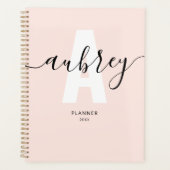 Monogram Calligraphy Girly Blush Pink Planer (Vorderseite)