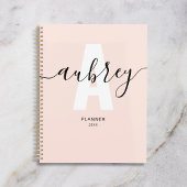 Monogram Calligraphy Girly Blush Pink Planer