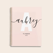 Monogram Calligraphy Girly Blush Pink Planer