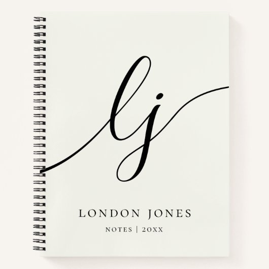 Monogram Calligraphy Script Initials Elegant Ivory Notizblock (Vorderseite)