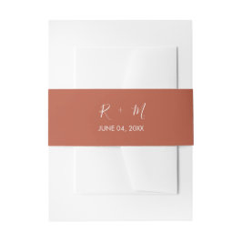 Monogram Calligraphy Terracotta Wedding Einladungsbanderole