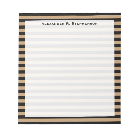 Monogram Camel Brown and Black Strip Notizblock (Vorderseite)