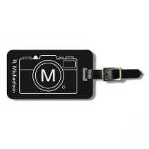 Monogram Camera Luggage Tag - Schwarz & Weiß
