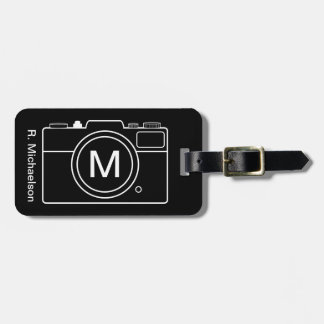 Monogram Camera Luggage Tag - Schwarz & Weiß Gepäckanhänger