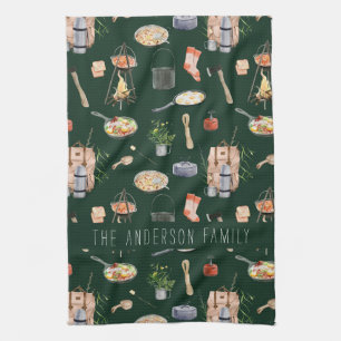 Monogram Camping   Aquarell-Illustrationen Geschirrtuch