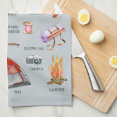 Monogram Camping Guide | Aquarell-Illustrationen Geschirrtuch (Viertel Falte)