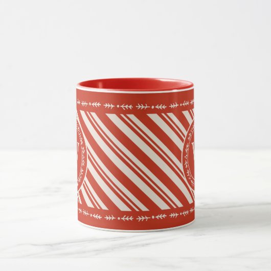 Monogram Candy Cane Stripe Tasse (Zentrum)