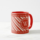 Monogram Candy Cane Stripe Tasse (VorderseiteRechts)