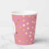 Monogram Candy Pink Gold Glitzer Dot Muster Pappbecher (Links)