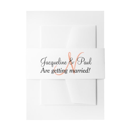 Monogram Cantaloupe Wedding Einladungsbanderole (Vorderseite Beispiel)