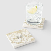 Monogram Carrera Marble Metallic Gold Glitzer Gemi Steinuntersetzer (Seitenansicht)