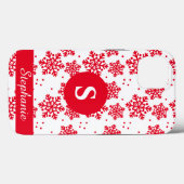 Monogram Case Mate Red and White Snowflake Pattern (Rückseite (Horizontal))
