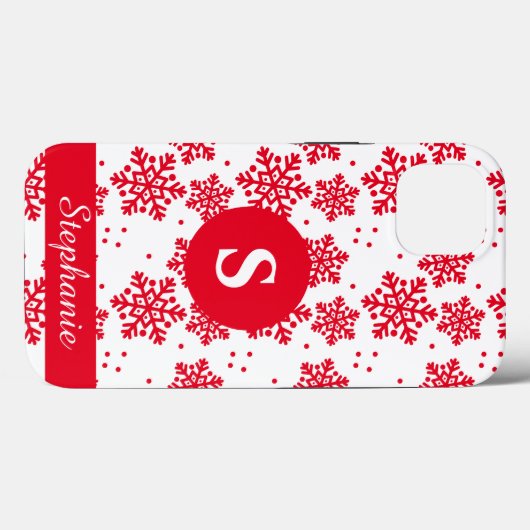 Monogram Case Mate Red and White Snowflake Pattern (Rückseite (Horizontal))