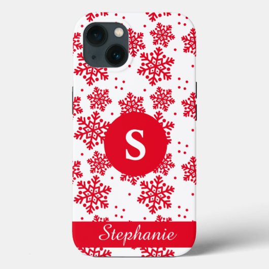 Monogram Case Mate Red and White Snowflake Pattern (Rückseite)
