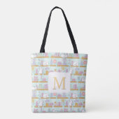Monogram Cats Library Tote Bag Girly Mint Green Tasche (Rückseite)