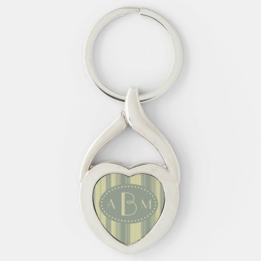 Monogram Celery and Sage Green Strip Schlüsselanhänger (Vorderseite)