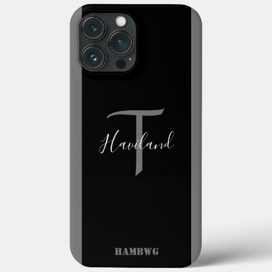 Monogram Cell Phone Case HAMbyWG - Schwarz & Grau (Rückseite)