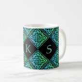 Monogram Celtic Blue Green 3 Letters Tasse (VorderseiteRechts)