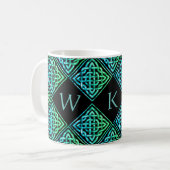 Monogram Celtic Blue Green 3 Letters Tasse (Vorderseite Links)