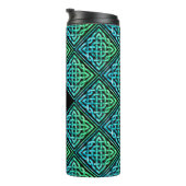 Monogram Celtic Blue Green Tumbler Thermosbecher (Nach rechts gedreht)