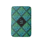 Monogram Celtic Knot Blue Green Bath Mat Badematte (Vorderseite Vertikal)