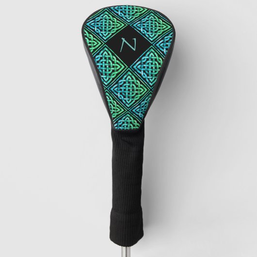 Monogram Celtic Knot Blue Green Golf Treiberabdeck Headcover (Vorderseite)