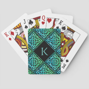 Monogram Celtic Knot Blue Green Playing Cards Spielkarten