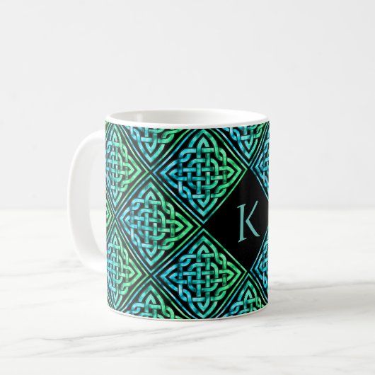 Monogram Celtic Knot - Blue Green Tasse (Vorderseite Links)