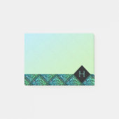 Monogram Celtic Knot Diamond Blue Green Post-it Klebezettel (Vorderseite)