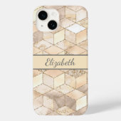 Monogram Champagne Glitzer Gray Peach Geometric Case-Mate iPhone Hülle (Rückseite)