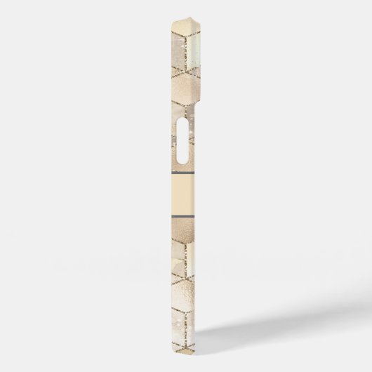 Monogram Champagne Glitzer Gray Peach Geometric Case-Mate iPhone Hülle (Rückseite / Rechts)