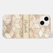 Monogram Champagne Glitzer Gray Peach Geometric Case-Mate iPhone Hülle (Rückseite (Horizontal))