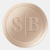 Monogram Champagne Gold Wax Siegel Wedding Sticker (Vorderseite)