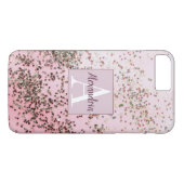 Monogram Champagne Pink Confetti Case-Mate iPhone Hülle (Rückseite (Horizontal))
