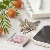 Monogram Champagne Pink Confetti Schlüsselanhänger (Seite)