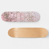 Monogram Champagne Pink Confetti Skateboard (Horizontal)