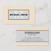 Monogram Champagne Solid Color Background Visitenkarte (Vorne/Hinten)