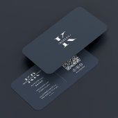 Monogram Charcoal Blue Modern Simple Initial Visitenkarte