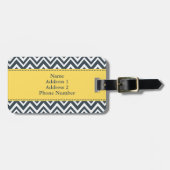 Monogram, Charcoal, White and Yellow Zigzag Muster Gepäckanhänger (Vorderseite horizontal)