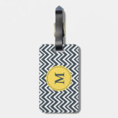 Monogram, Charcoal, White and Yellow Zigzag Muster Gepäckanhänger (Rückseite vertikal)