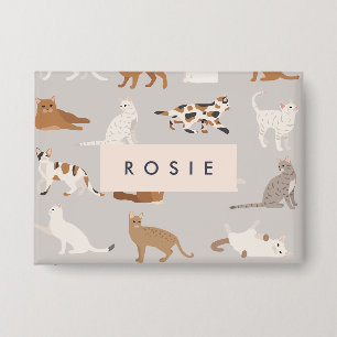 Monogram Charming Cat Pattern Cat Lovers Button