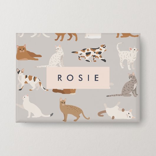 Monogram Charming Cat Pattern Cat Lovers Button (Vorderseite)