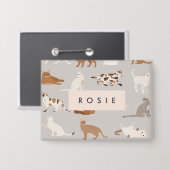 Monogram Charming Cat Pattern Cat Lovers Button (Vorderseite/Rückseite)