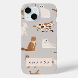 Monogram Charming Cat Pattern Cat Lovers Case-Mate iPhone Hülle
