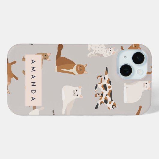 Monogram Charming Cat Pattern Cat Lovers Case-Mate iPhone Hülle (Rückseite (Horizontal))