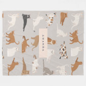Monogram Charming Cat Pattern Cat Lovers Fleecedecke (Vorderseite (Horizontal))